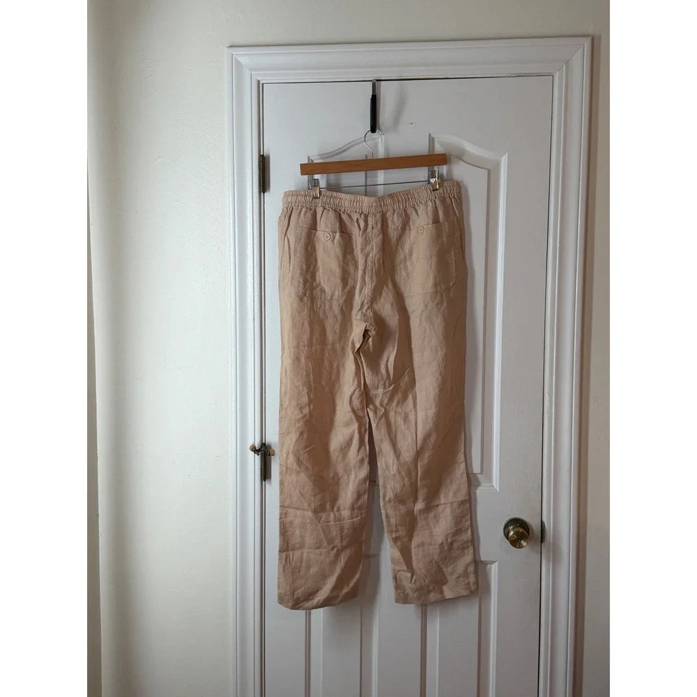 NWT Quince | Linen Drawstring Beach Pants Large Sand European Linen CMA01